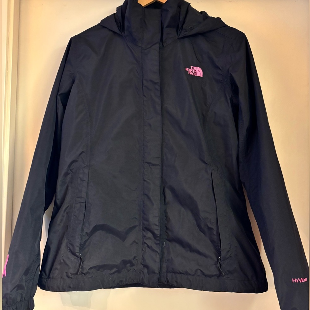 Black Breast Cancer North Face Rain jacket